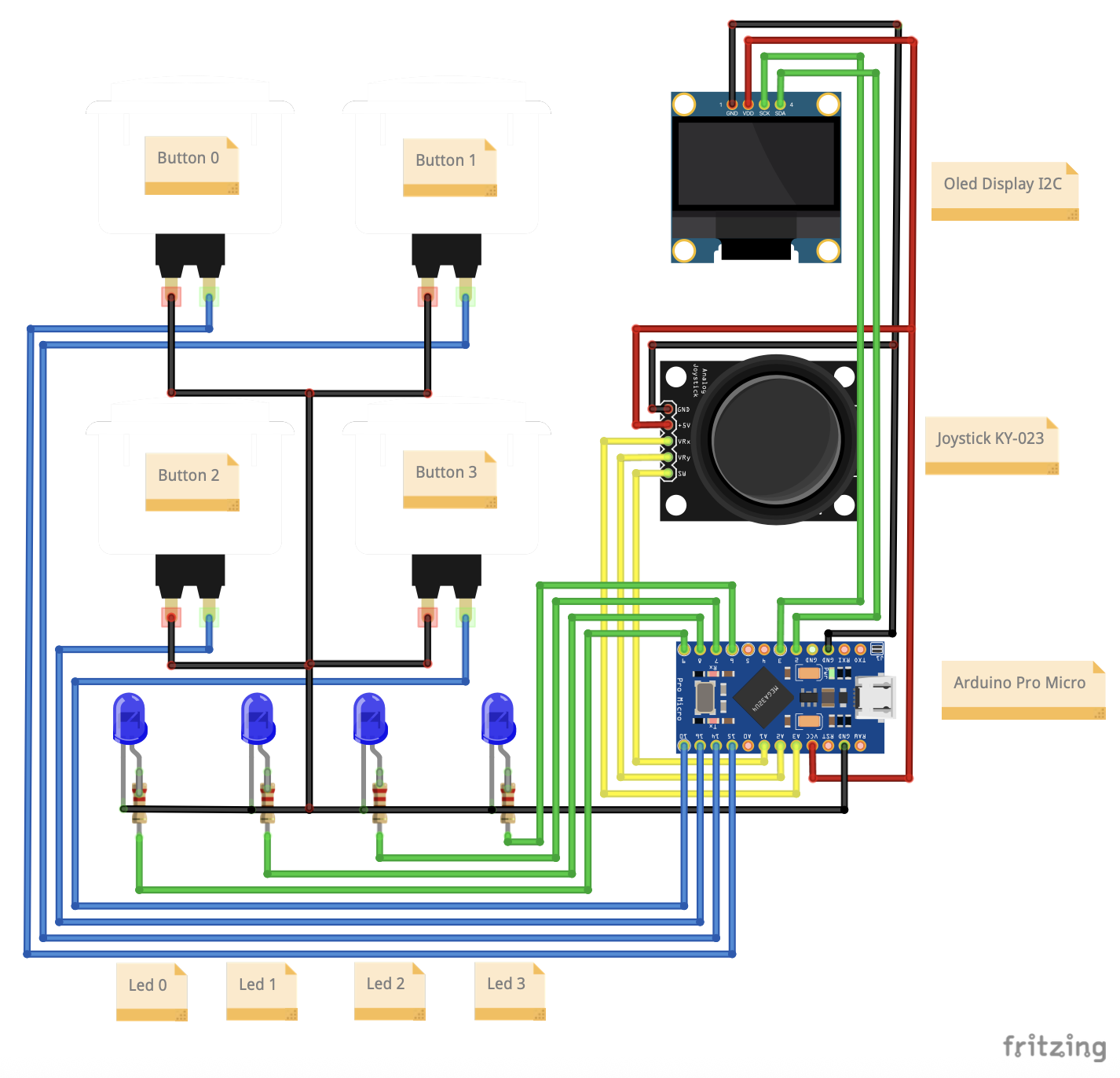 Internal wiring diagram of the MIDI Songwriter created in Fritzing
